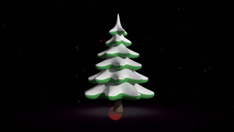 Animation-of-falling-red-dots-over-christmas-tree-on-black-background
