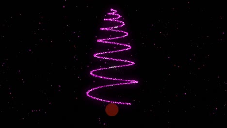 Animación-De-Nieve-Cayendo-Sobre-Un-árbol-De-Navidad-De-Neón-Sobre-Fondo-Negro.