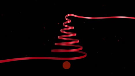 Animation-Fallender-Roter-Punkte-über-Dem-Roten-Weihnachtsbaum