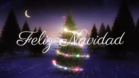 Animation-of-felix-navidad-christmas-greetings-over-christmas-tree