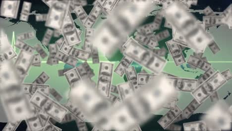 Animation-of-american-dollar-banknotes-floating-over-world-map