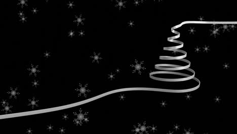 Animación-De-Nieve-Cayendo-Sobre-El-árbol-De-Navidad-Sobre-Fondo-Oscuro.
