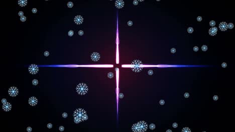 Estrella-Moviéndose-Sobre-La-Nieve-Cayendo-Sobre-Fondo-Negro