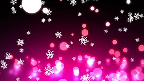 Schnee-Fällt-über-Weihnachtsbeleuchtung-Auf-Schwarzem-Und-Rosa-Hintergrund