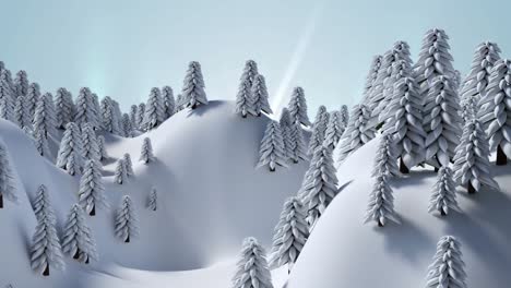 Animation-Von-Lichtern-über-Winterlichen-Tannenbäumen