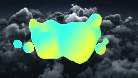 Animation-of-speech-bubble-with-copy-space-over-clouds