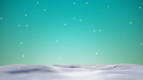 Animation-Von-Schnee,-Der-über-Winterlandschaft-Und-Himmel-Fällt