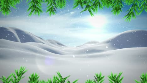 Animation-of-snow-falling-over-winter-scenery