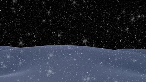 Animación-De-Nieve-Cayendo-En-El-Paisaje-Invernal-Por-La-Noche.