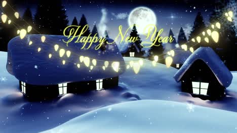 Animation-of-christmas-greetings-and-lights-over-night-winter-landscape