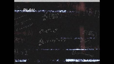 Animation-of-screen-with-digital-interface-and-glitch-over-mathematical-equations