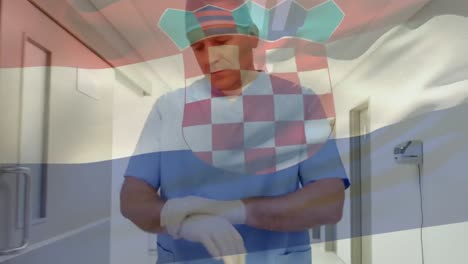 Animation-Der-Flagge-Kroatiens,-Die-über-Dem-Chirurgen-Weht