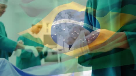 Animation-Der-Flagge-Brasiliens,-Die-über-Chirurgen-Weht