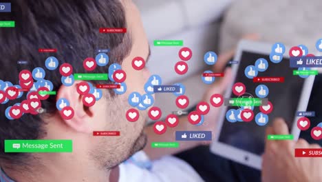 Animation-of-social-media-icons-over-man-using-smartphone
