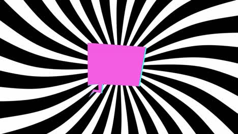 Animation-of-pink-graphic-over-black-and-white-stripes-background