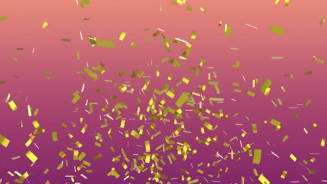 Animation-of-confetti-falling-over-gradient-pink-to-yellow-background