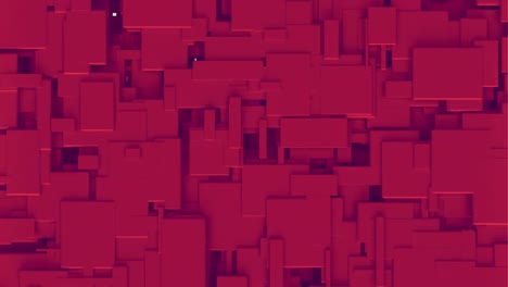 Animation-of-red-3d-blocks-covering-geometric-figures-on-bright-background