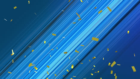 Animation-of-confetti-falling-over-gradient-striped-blue-background