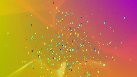 Animation-of-confetti-falling-over-gradient-orange-to-pink-background