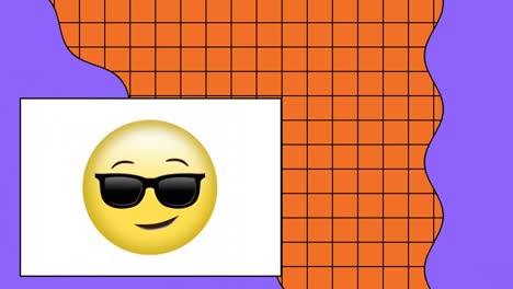 Animation-of-sunglasses-emoji-over-graphic-background