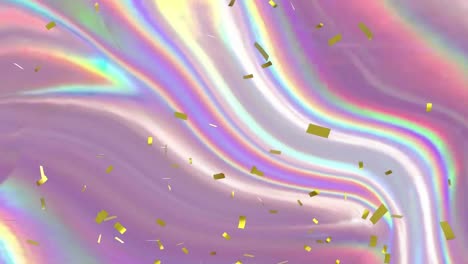Animation-Von-Konfetti,-Die-über-Einen-Violetten-Hintergrund-Mit-Farbverlauf-Fallen