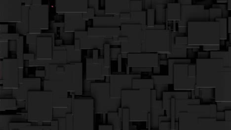 Animation-of-black-3d-blocks-covering-orange-kaleidoscope-pattern-background