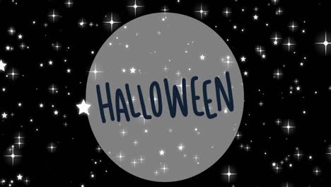 Animation-Von-Halloween-Text-über-Dem-Nachthimmel