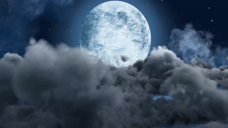Animation-Des-Bewölkten-Nachthimmels-Mit-Mond