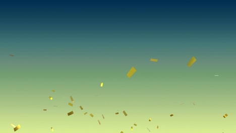 Animation-Von-Konfetti,-Die-über-Einen-Blauen-Bis-Gelben-Hintergrund-Mit-Farbverlauf-Fallen