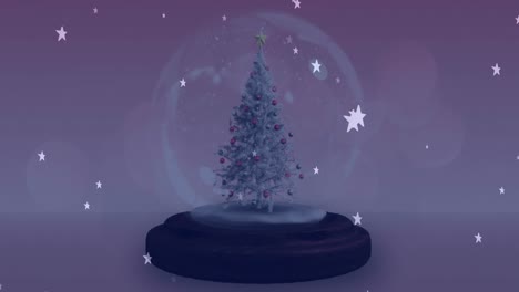 Animation-of-stars-falling-over-snow-globe-in-winter-scenery