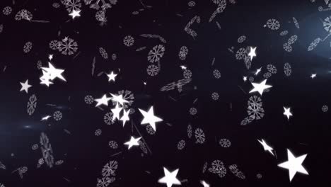 Animation-of-falling-snow-flakes-on-black-background
