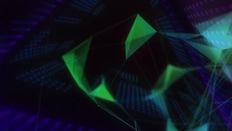 Animation-Von-Verbindungsnetzwerken-über-Leuchtendem-Neontunnelhintergrund