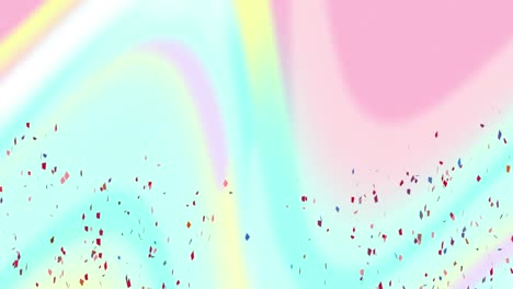Animation-Von-Konfetti,-Die-über-Einen-Wehenden-Pastellfarbenen-Hintergrund-Fallen