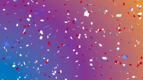 Animation-of-confetti-falling-over-gradient-blue-to-yellow-background