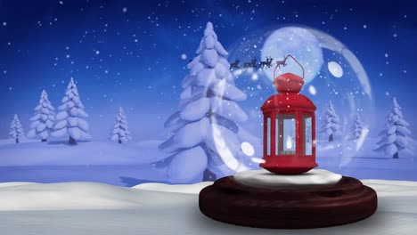 Animación-De-Una-Bola-De-Nieve-Sobre-Un-Paisaje-Invernal