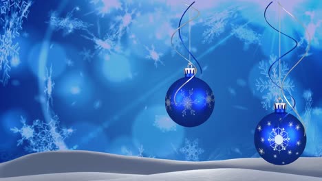 Animation-Der-Weihnachtsdekoration-über-Der-Winterlandschaft