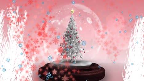 Animation-Von-Schnee,-Der-über-Den-Weihnachtsbaum-Fällt
