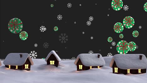 Animation-Von-Häusern-In-Winterlicher-Nachtlandschaft