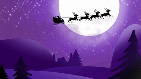 Animation-of-winter-scenery-with-santa-claus