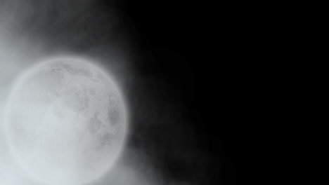 Animation-of-moon-and-fog-moving-on-black-background