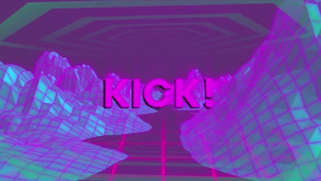 Animation-Von-Kick-Text-über-Digitaler-Karte-Auf-Violettem-Hintergrund