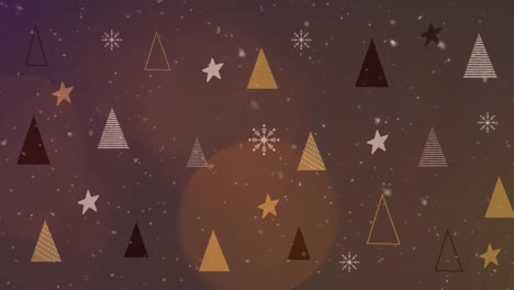 Animation-Von-Weihnachtsbäumen-über-Schnee,-Der-Auf-Grünen-Hintergrund-Fällt