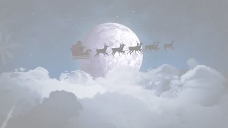 Animation-Einer-Winterlandschaft-Mit-Weihnachtsmann-Im-Schlitten-Und-Rentieren