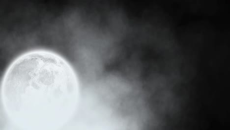 Animation-Von-Nebel,-Der-Sich-über-Den-Mond-Auf-Schwarzem-Hintergrund-Bewegt