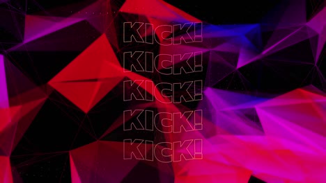 Animation-of-kick-text-over-red-and-purple-moving-shapes-on-dark-background