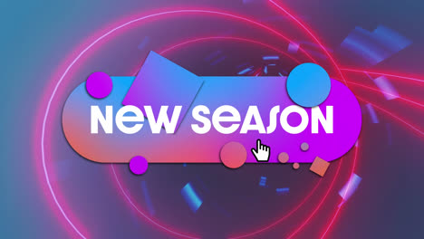 Animation-of-new-season-text-over-glowing-shapes-on-blue-background