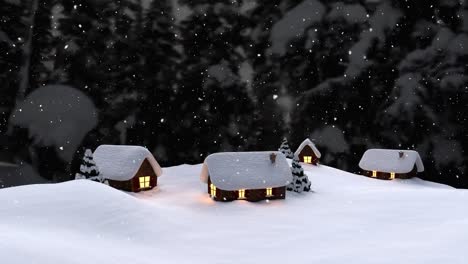 Animación-De-Nieve-Cayendo-Sobre-El-Paisaje-Invernal.