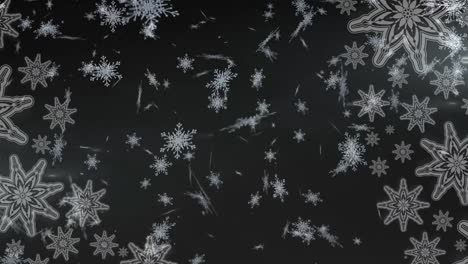 Animation-Von-Schnee,-Der-Auf-Schwarzen-Hintergrund-Fällt