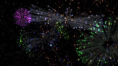 Animation-of-colourful-fireworks-on-black-background