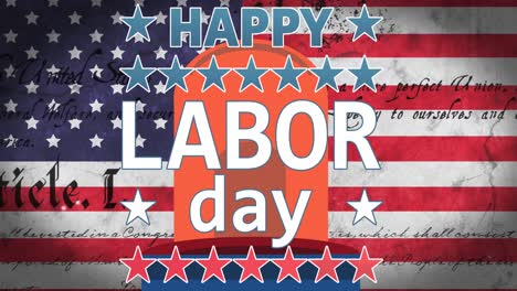 Animation-of-labor-day-text-over-flag-of-united-states-of-america